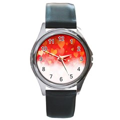 Abstract Love Heart Design Round Metal Watch by Simbadda