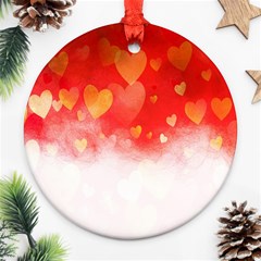 Abstract Love Heart Design Round Ornament (two Sides)