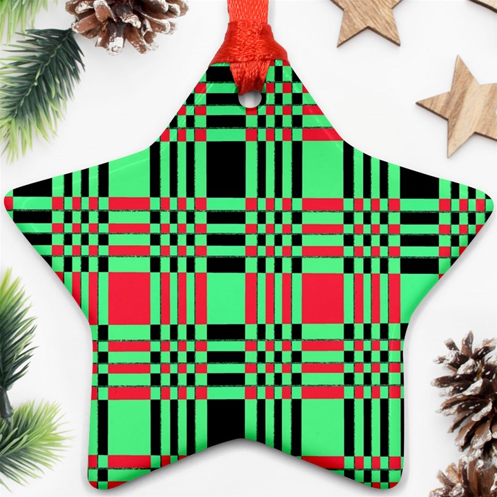 Bright Christmas Abstract Background Christmas Colors Of Red Green And Black Make Up This Abstract Ornament (Star)