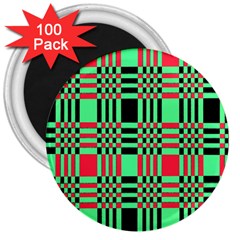 Bright Christmas Abstract Background Christmas Colors Of Red Green And Black Make Up This Abstract 3  Magnets (100 Pack) by Simbadda