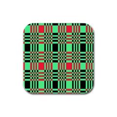 Bright Christmas Abstract Background Christmas Colors Of Red Green And Black Make Up This Abstract Rubber Square Coaster (4 Pack)  by Simbadda