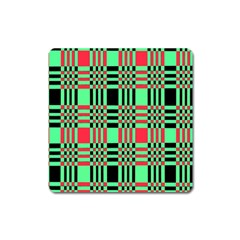 Bright Christmas Abstract Background Christmas Colors Of Red Green And Black Make Up This Abstract Square Magnet by Simbadda