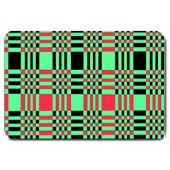 Bright Christmas Abstract Background Christmas Colors Of Red Green And Black Make Up This Abstract Large Doormat 