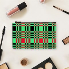 Bright Christmas Abstract Background Christmas Colors Of Red Green And Black Make Up This Abstract Cosmetic Bag (Small) 