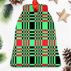 Bright Christmas Abstract Background Christmas Colors Of Red Green And Black Make Up This Abstract Ornament (Bell)