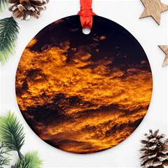 Abstract Orange Black Sunset Clouds Ornament (round) by Simbadda