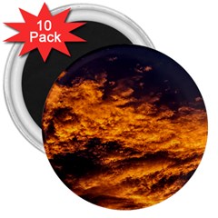 Abstract Orange Black Sunset Clouds 3  Magnets (10 Pack)  by Simbadda