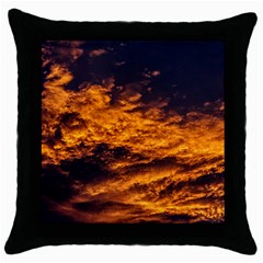 Abstract Orange Black Sunset Clouds Throw Pillow Case (black) by Simbadda