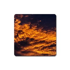 Abstract Orange Black Sunset Clouds Square Magnet by Simbadda