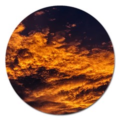 Abstract Orange Black Sunset Clouds Magnet 5  (round) by Simbadda