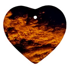 Abstract Orange Black Sunset Clouds Heart Ornament (two Sides) by Simbadda