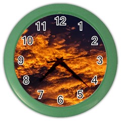 Abstract Orange Black Sunset Clouds Color Wall Clocks by Simbadda