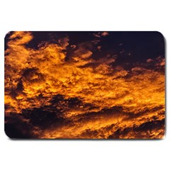 Abstract Orange Black Sunset Clouds Large Doormat  by Simbadda