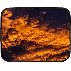 Abstract Orange Black Sunset Clouds Fleece Blanket (mini) by Simbadda