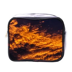 Abstract Orange Black Sunset Clouds Mini Toiletries Bags by Simbadda