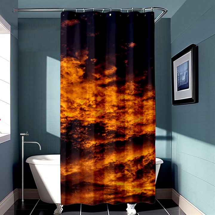 Abstract Orange Black Sunset Clouds Shower Curtain 36  x 72  (Stall) 