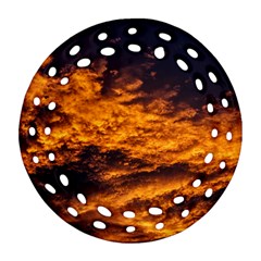 Abstract Orange Black Sunset Clouds Ornament (round Filigree) by Simbadda