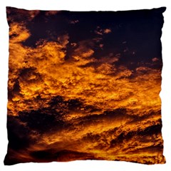 Abstract Orange Black Sunset Clouds Large Cushion Case (two Sides) by Simbadda