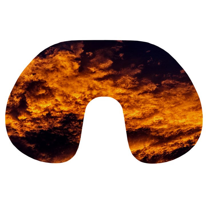 Abstract Orange Black Sunset Clouds Travel Neck Pillows