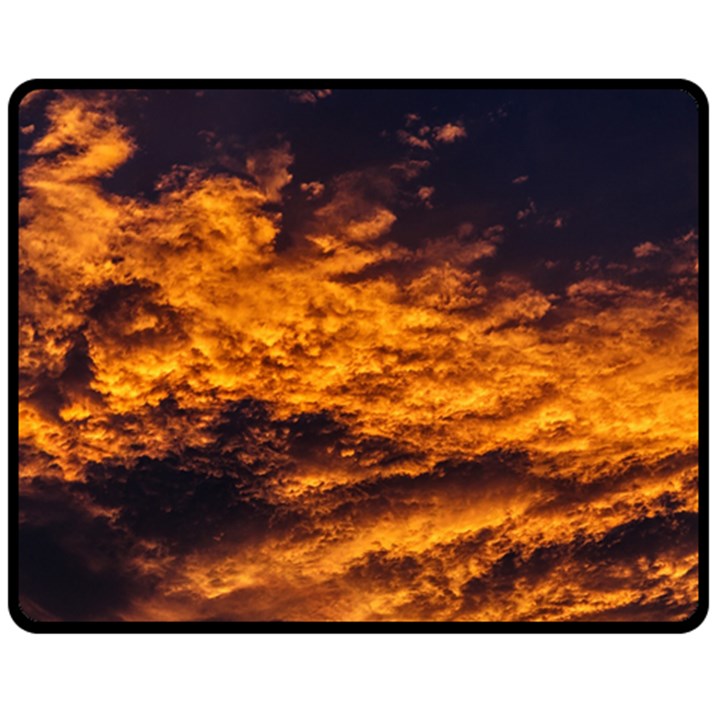 Abstract Orange Black Sunset Clouds Double Sided Fleece Blanket (Medium) 