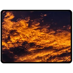 Abstract Orange Black Sunset Clouds Double Sided Fleece Blanket (large)  by Simbadda