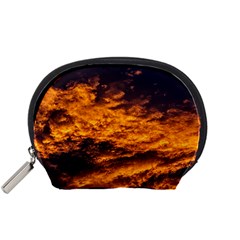 Abstract Orange Black Sunset Clouds Accessory Pouches (small)  by Simbadda