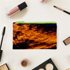 Abstract Orange Black Sunset Clouds Cosmetic Bag (xs) by Simbadda