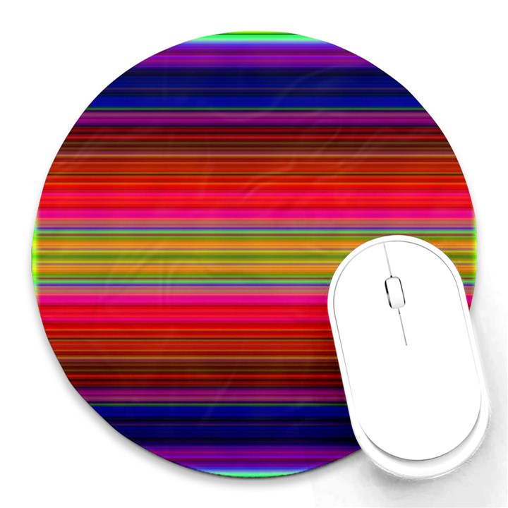 Fiesta Stripe Bright Colorful Neon Stripes Cinco De Mayo Background Round Mousepads