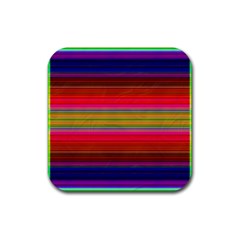 Fiesta Stripe Bright Colorful Neon Stripes Cinco De Mayo Background Rubber Coaster (square)  by Simbadda