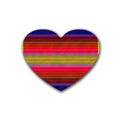 Fiesta Stripe Bright Colorful Neon Stripes Cinco De Mayo Background Heart Coaster (4 Pack)  by Simbadda