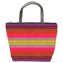 Fiesta Stripe Bright Colorful Neon Stripes Cinco De Mayo Background Bucket Bags by Simbadda