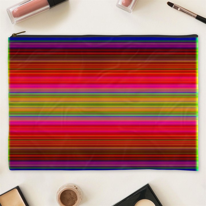 Fiesta Stripe Bright Colorful Neon Stripes Cinco De Mayo Background Cosmetic Bag (XXXL) 