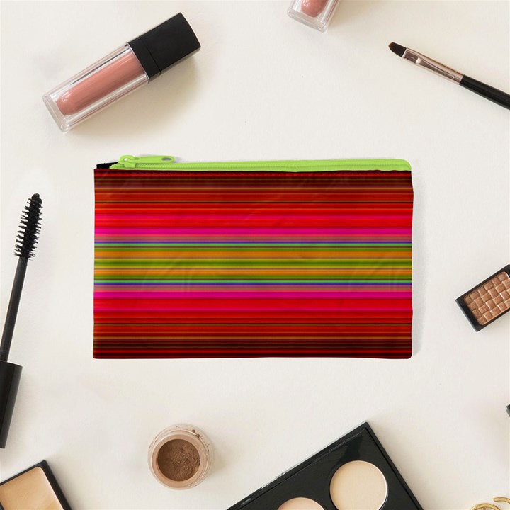 Fiesta Stripe Bright Colorful Neon Stripes Cinco De Mayo Background Cosmetic Bag (XS)