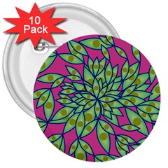 Big Growth Abstract Floral Texture 3  Buttons (10 Pack)  by Simbadda