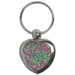 Big Growth Abstract Floral Texture Key Chains (heart)  by Simbadda