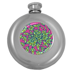 Big Growth Abstract Floral Texture Round Hip Flask (5 Oz) by Simbadda