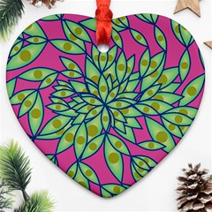 Big Growth Abstract Floral Texture Heart Ornament (two Sides) by Simbadda