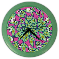 Big Growth Abstract Floral Texture Color Wall Clocks by Simbadda