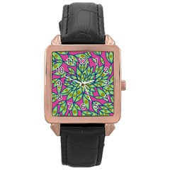 Big Growth Abstract Floral Texture Rose Gold Leather Watch  by Simbadda