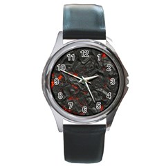 Volcanic Lava Background Effect Round Metal Watch by Simbadda