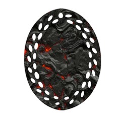 Volcanic Lava Background Effect Oval Filigree Ornament (two Sides) by Simbadda