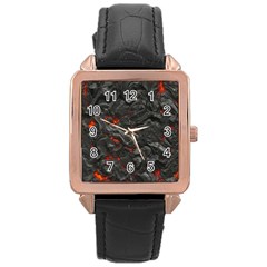 Volcanic Lava Background Effect Rose Gold Leather Watch  by Simbadda