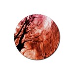 Fire In The Forest Artistic Reproduction Of A Forest Photo Rubber Coaster (Round)  Front