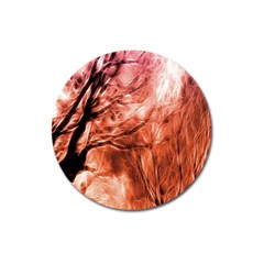 Fire In The Forest Artistic Reproduction Of A Forest Photo Magnet 3  (round) by Simbadda