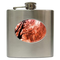 Fire In The Forest Artistic Reproduction Of A Forest Photo Hip Flask (6 Oz) by Simbadda