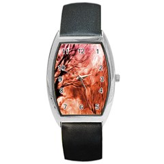 Fire In The Forest Artistic Reproduction Of A Forest Photo Barrel Style Metal Watch by Simbadda