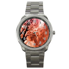 Fire In The Forest Artistic Reproduction Of A Forest Photo Sport Metal Watch by Simbadda