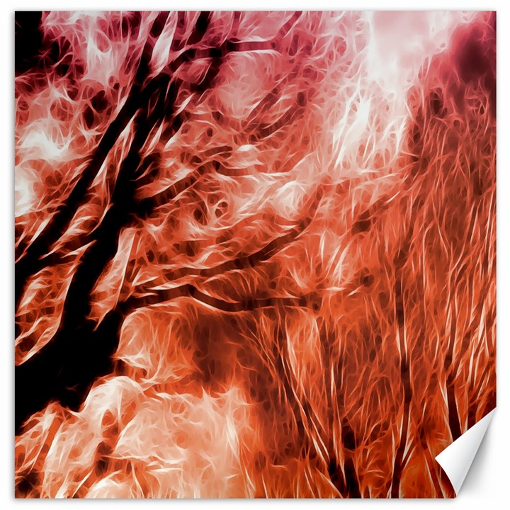 Fire In The Forest Artistic Reproduction Of A Forest Photo Canvas 20  x 20  