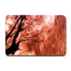 Fire In The Forest Artistic Reproduction Of A Forest Photo Small Doormat  by Simbadda