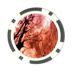 Fire In The Forest Artistic Reproduction Of A Forest Photo Poker Chip Card Guard by Simbadda